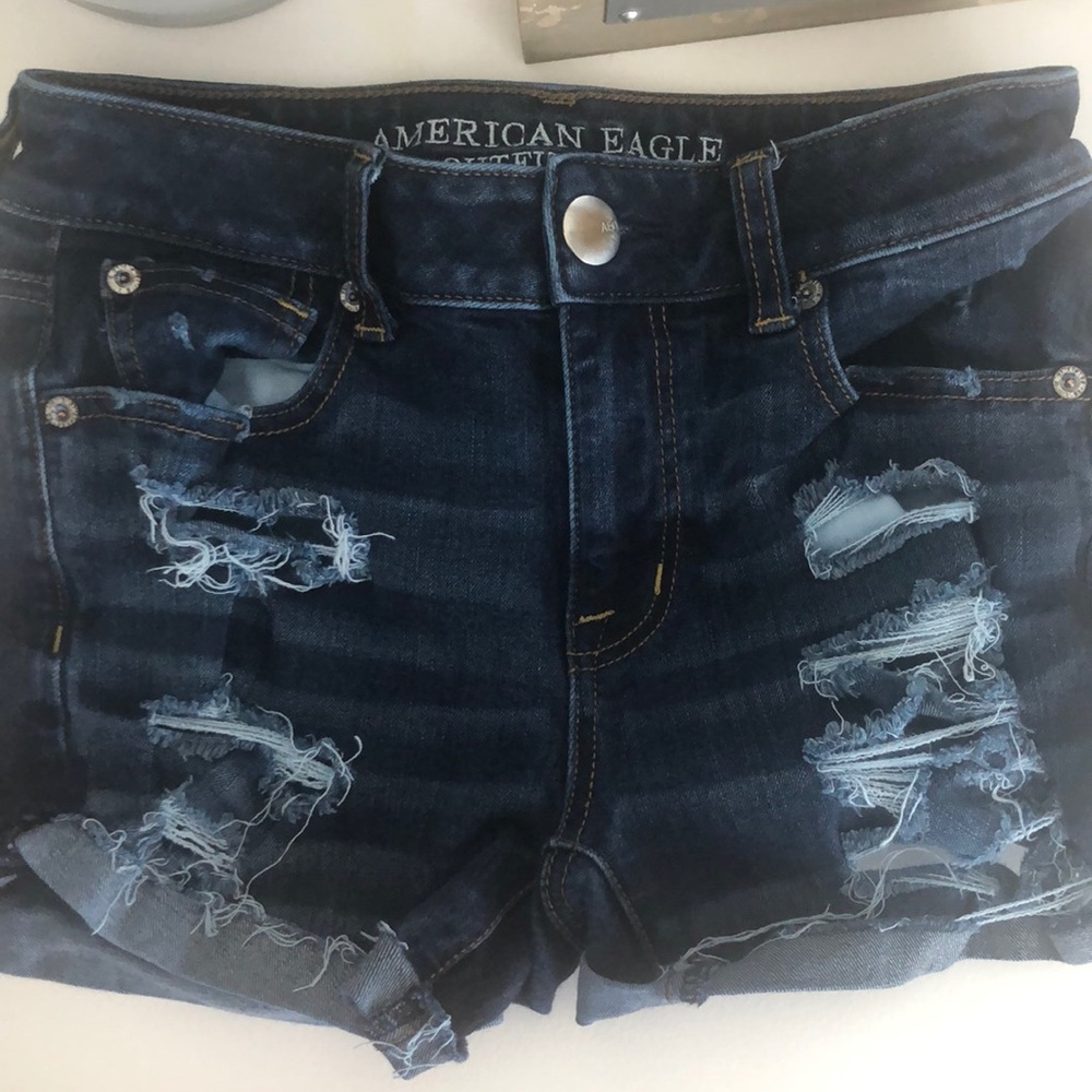 Dark Wash Hi-Rise American Eagle Denim Shorts